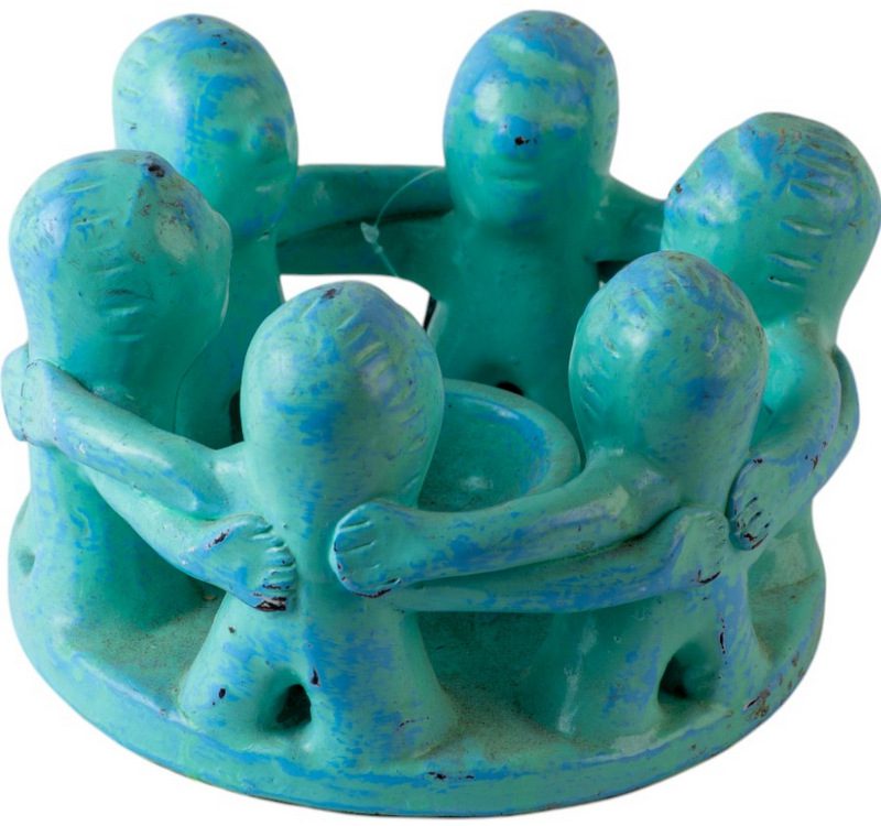 MANI  - CANDLE HOLDER 6 PERSONS TERRACOTA TEAL D18H13