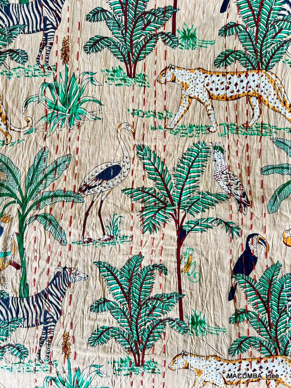 PHULKARI - BEDCOVER CREAM PRINTED PANTHER 210X260