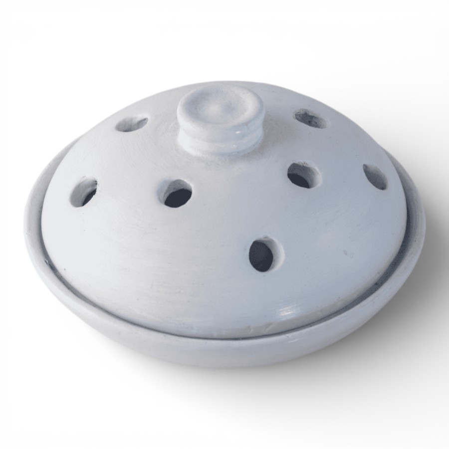 RIMA - MOSQUITO COIL TERRACOTTA ROUND HOLDER LOBANG WHITE D16H10