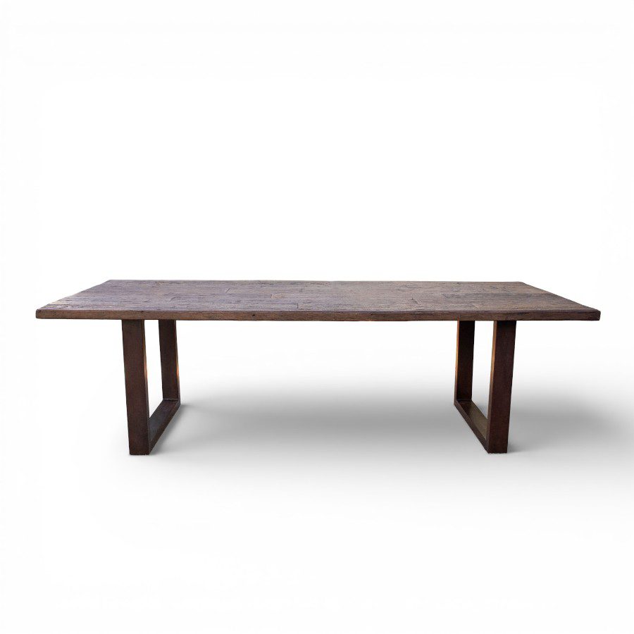 PATAN - DINING TABLE RAW WOODEN TOP WITH METAL LEGS 260 X 100 X H76