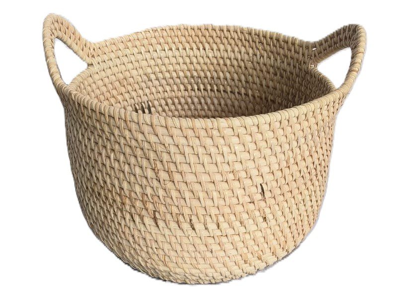 IVANA - BASKET ROUND WITH HANDLES NATURAL MEDIUM D24XH20