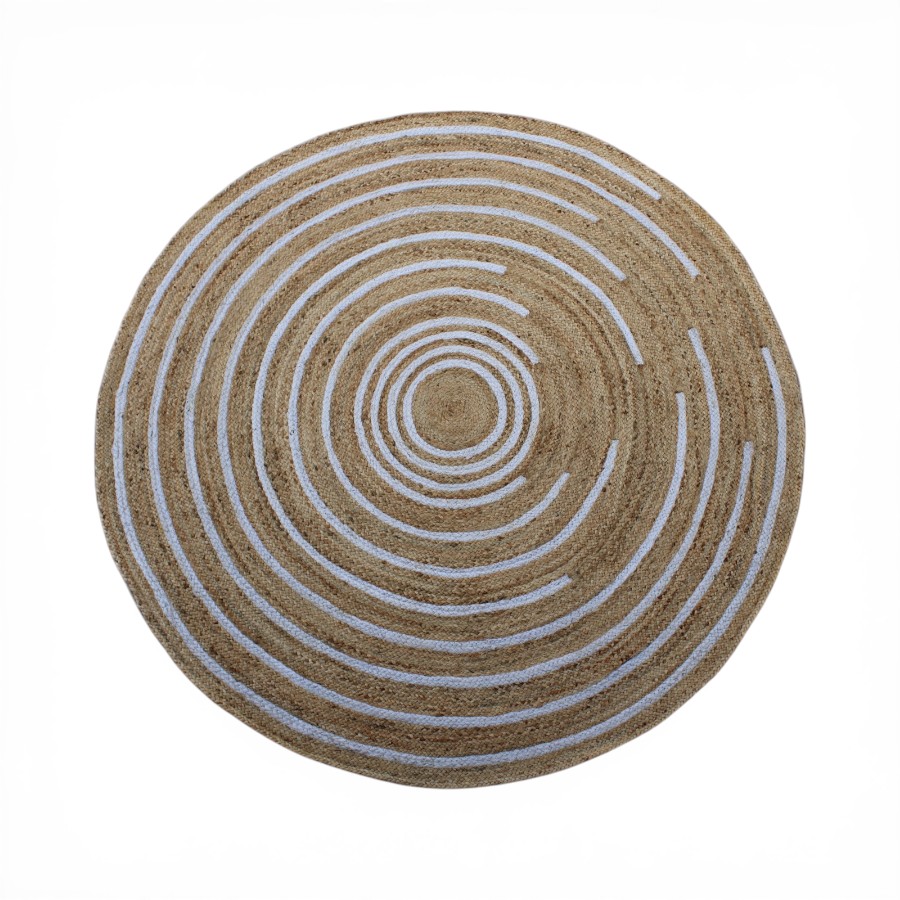 RUG JUTE ROUND NATURAL AND WHITE  D200  - RILA