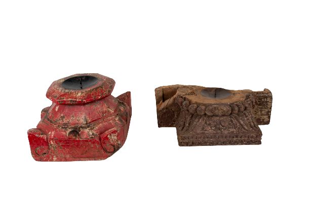 RAJKUMAR - CANDLE HOLDER CARVED 24L X 22W X 23H CM