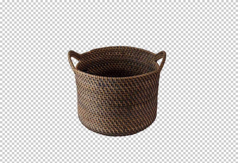 MONBASA - BASKET WITH HANDLES GREY MEDIUM D24XH20