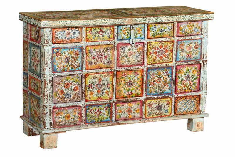 SIDONIE - TRUNK HAND PAINTED 119 X 36 X H 77 CM