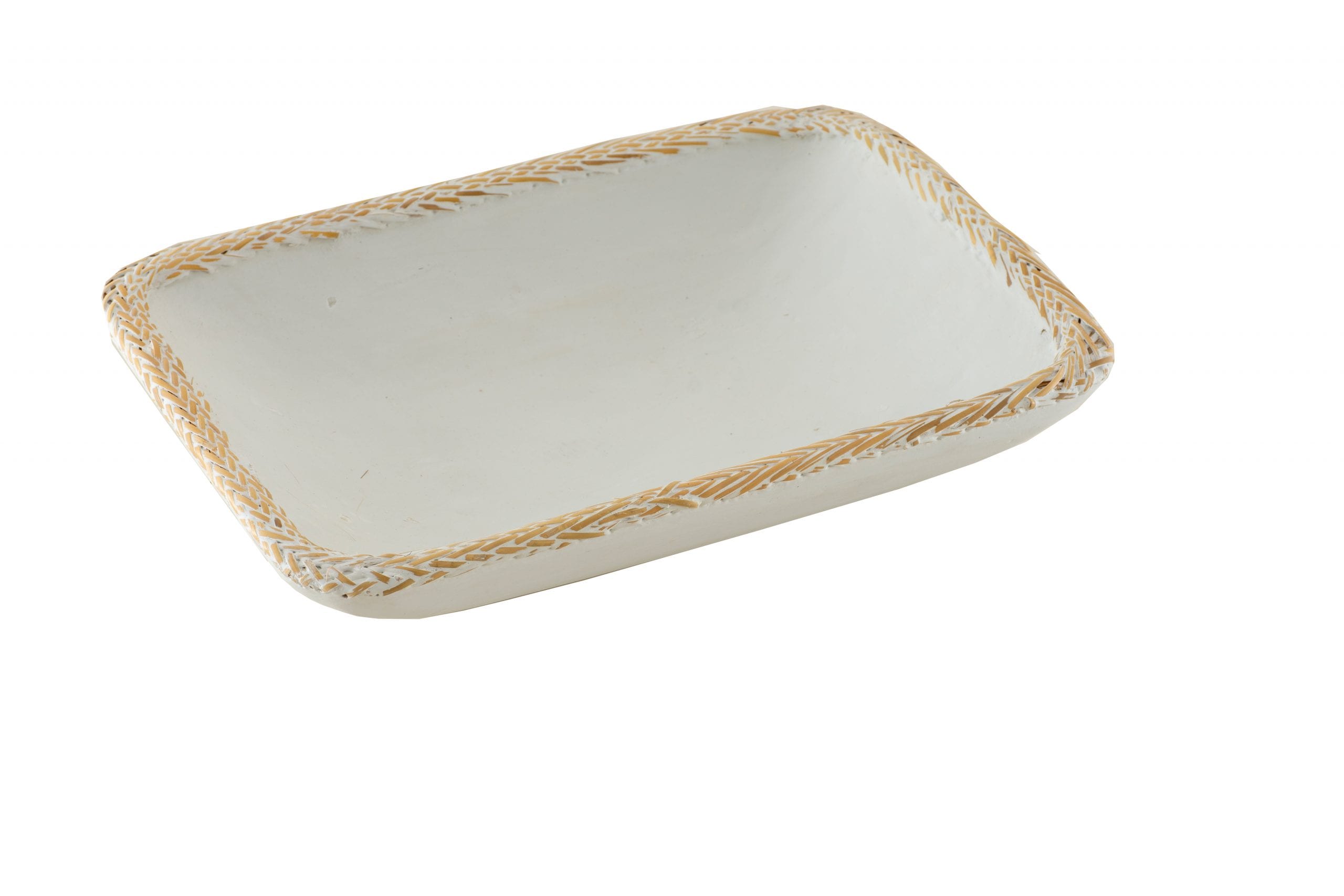 ASHA - TRAY WOOD RECTANGULAR LARGE WHITEWASH & BROWN 44 X 10