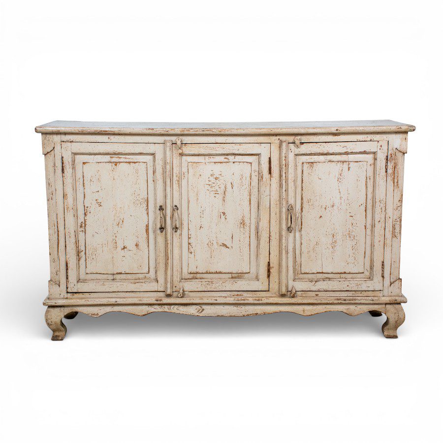 AJMER - SIDEBOARD WHITE WOOD 3 DOORS 150X40XH90