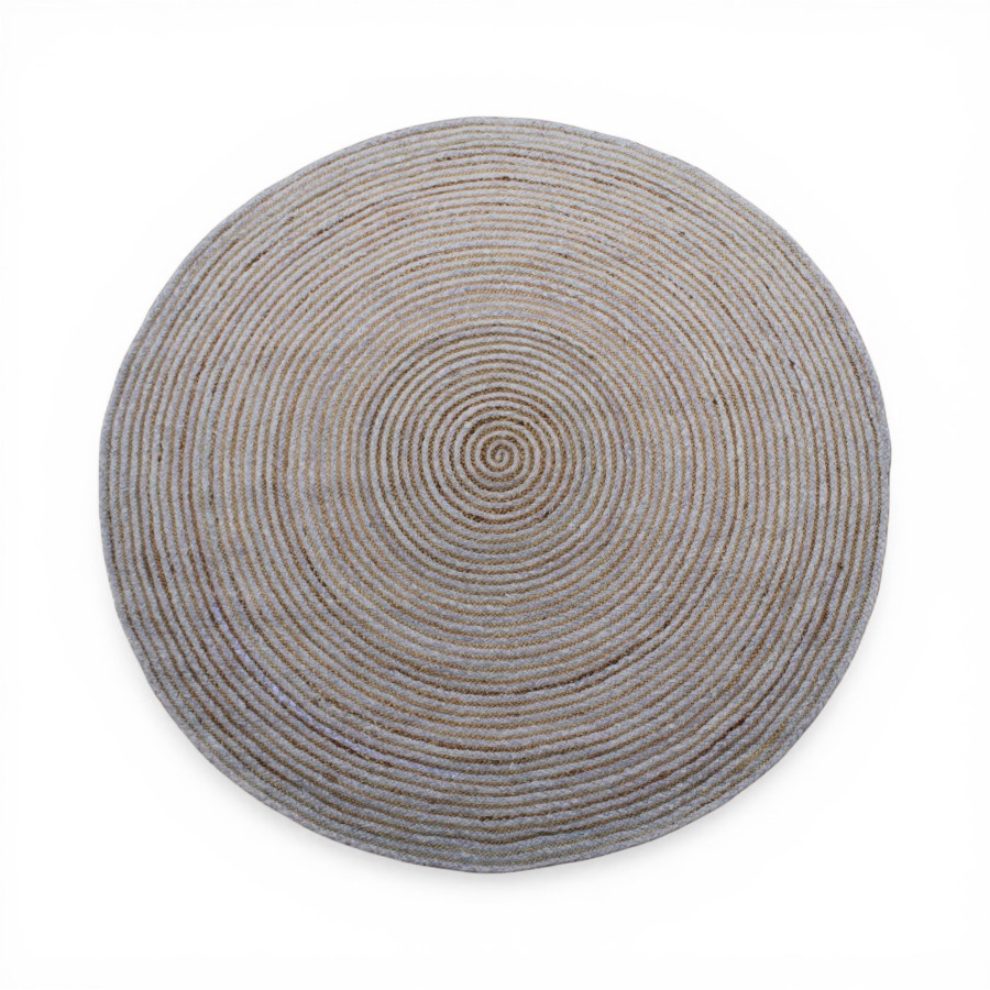 RUG JUTE ROUND LIGHT GREY D220  - OME
