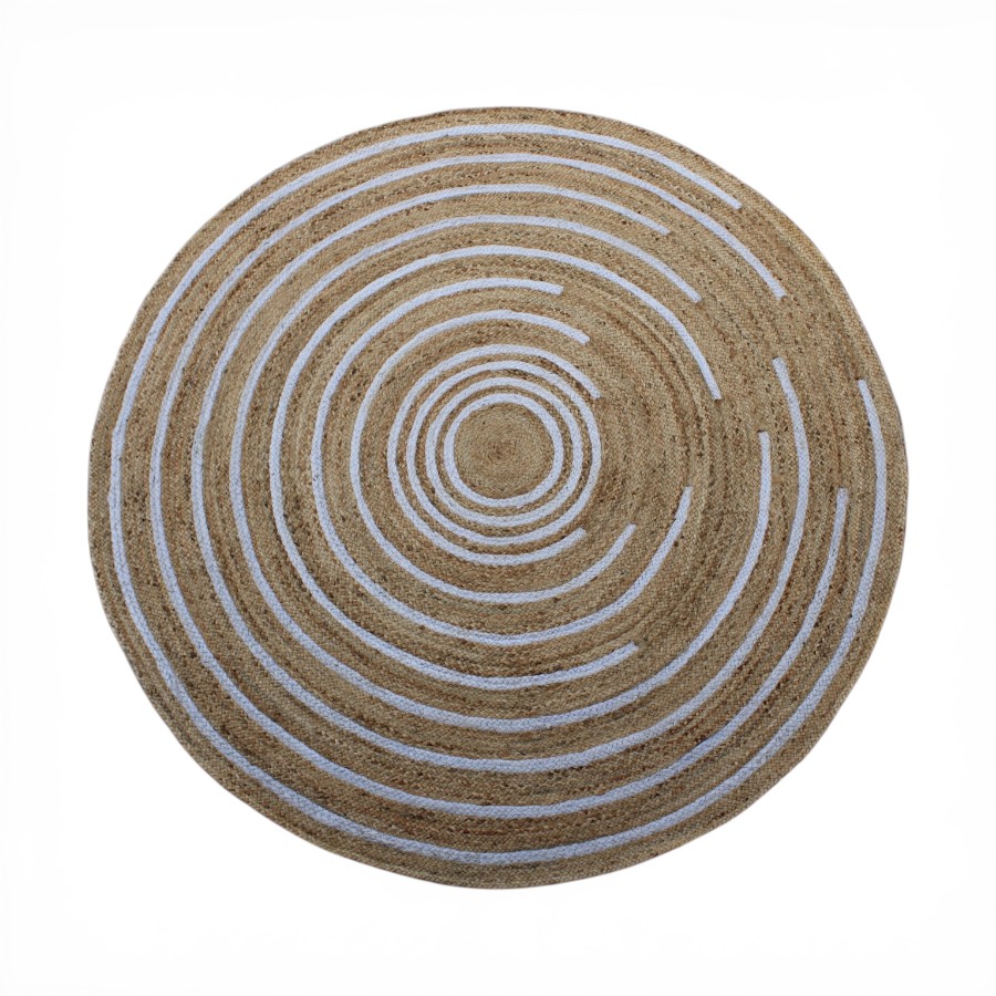 RUG JUTE ROUND NATURAL AND WHITE D250  - RILA