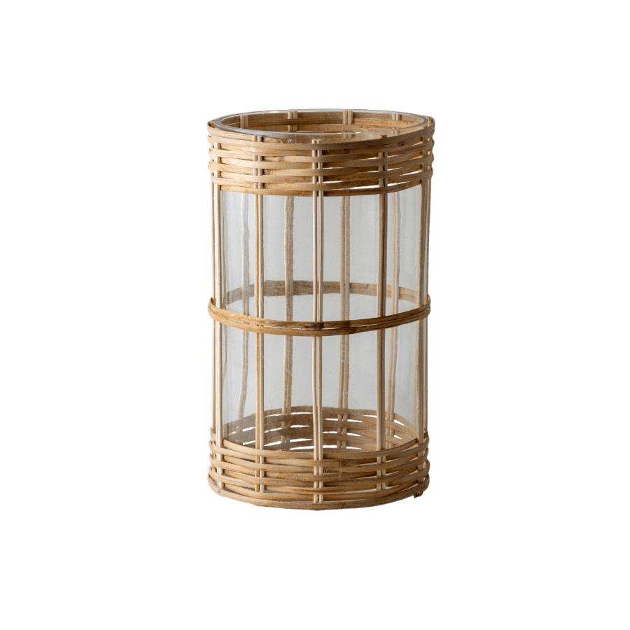 TIRUPUR - CANDLE HOLDER GLASS WITH BAMBOO 24X15