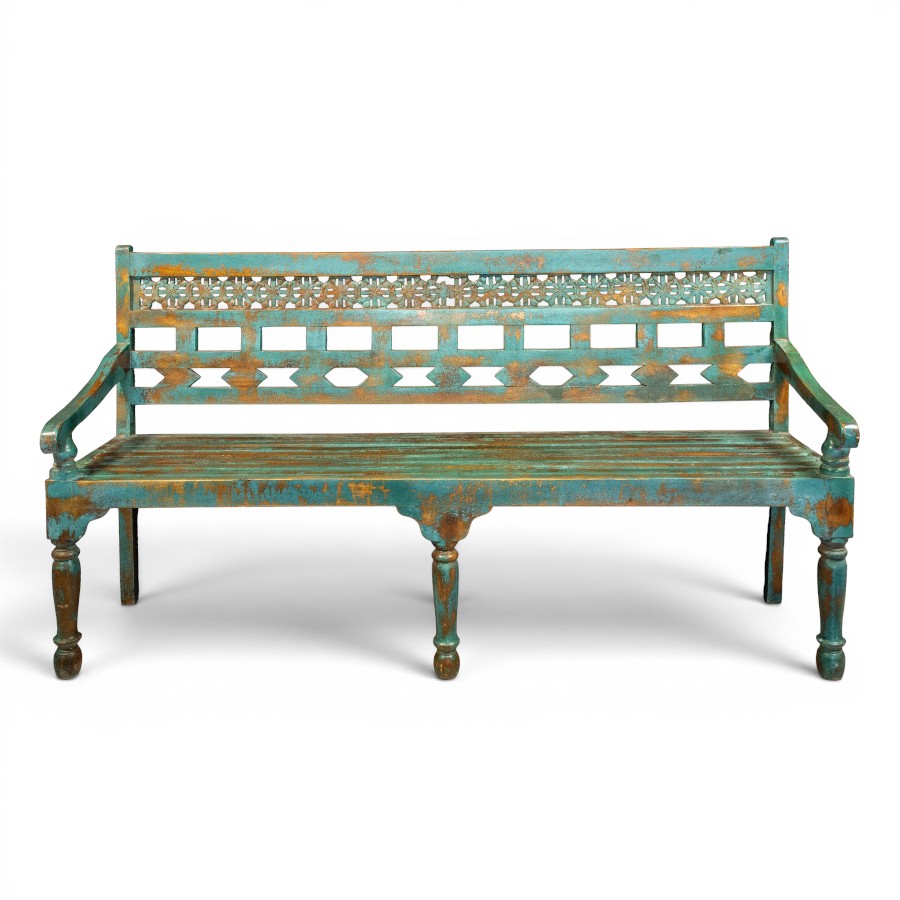 BENCH WOOD BLUE 176X56X97