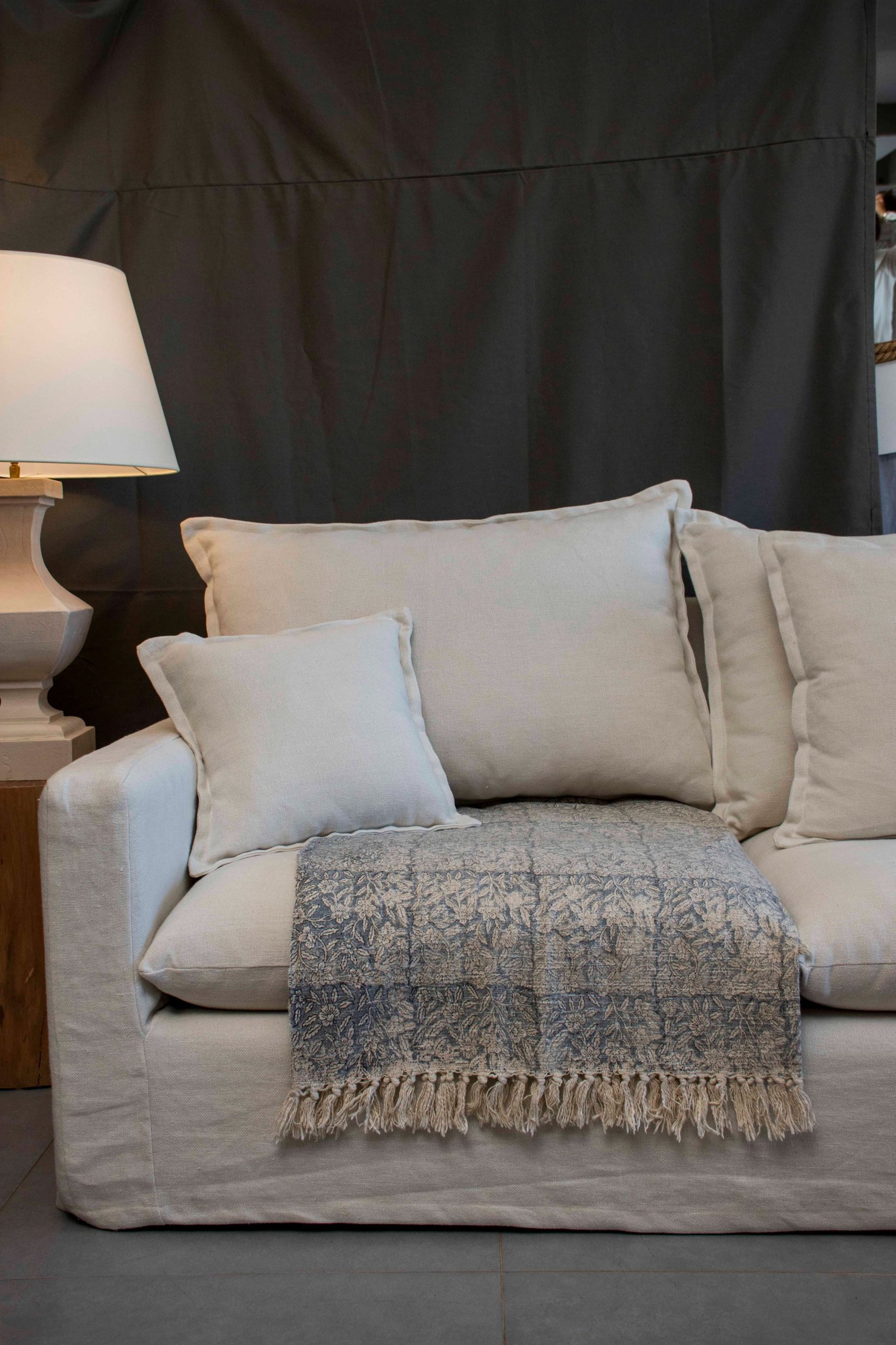 KUERGUELEN - THROW COTTON TNT BLOCK PRINT 170 X 120 CM