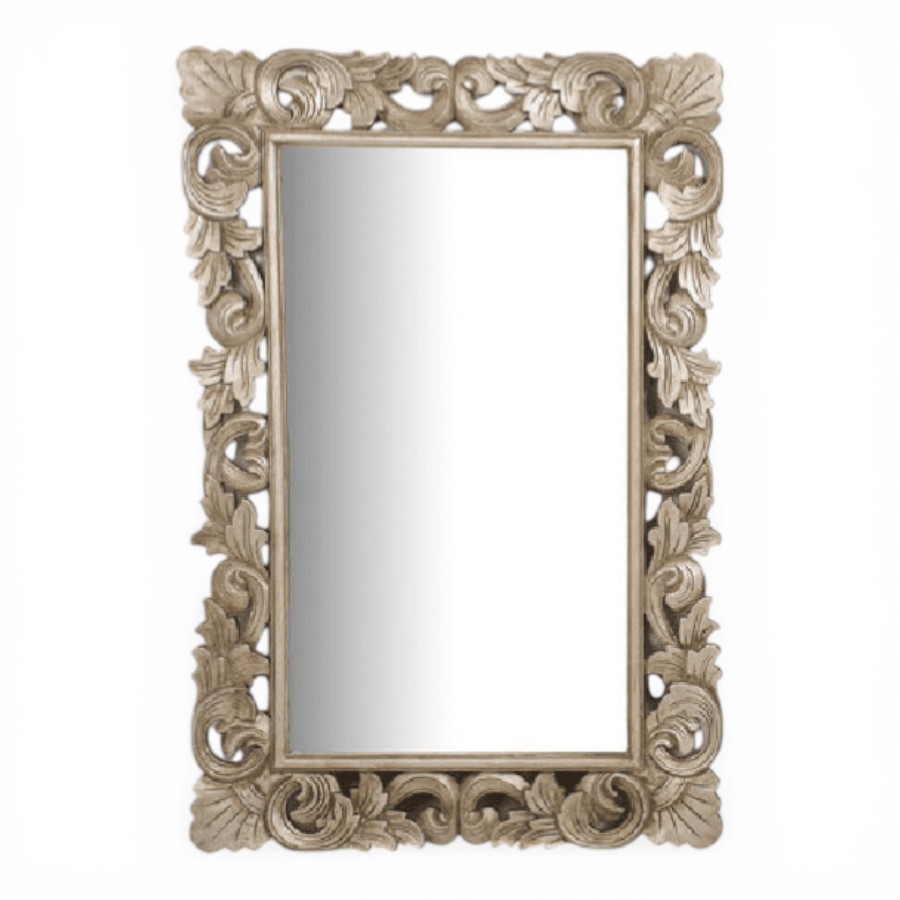 WOO - MIRROR FRAME WOOD RECTANGULAR SHELLS ANTIK SILVER 120 X 80 CM