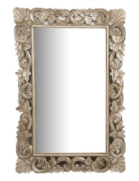 WOO - MIRROR FRAME WOOD RECTANGULAR SHELLS ANTIK SILVER 120 X 80 CM