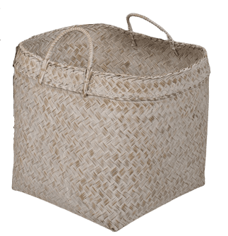 TANDOORI - BASKET RATTAN ROUND WHITE WASH LARGE 35X40 CM