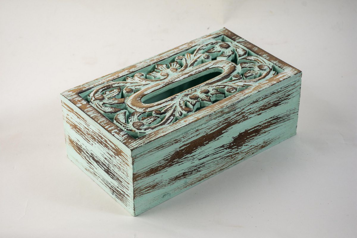 MORWENNA - TISSUE BOX TEAL WASH 24L X 14W X19H