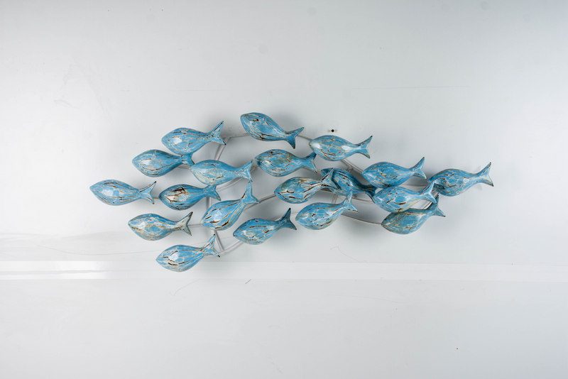 DILLY - WALL DECO FISH FLOATING WOOD BLUE 100 CM
