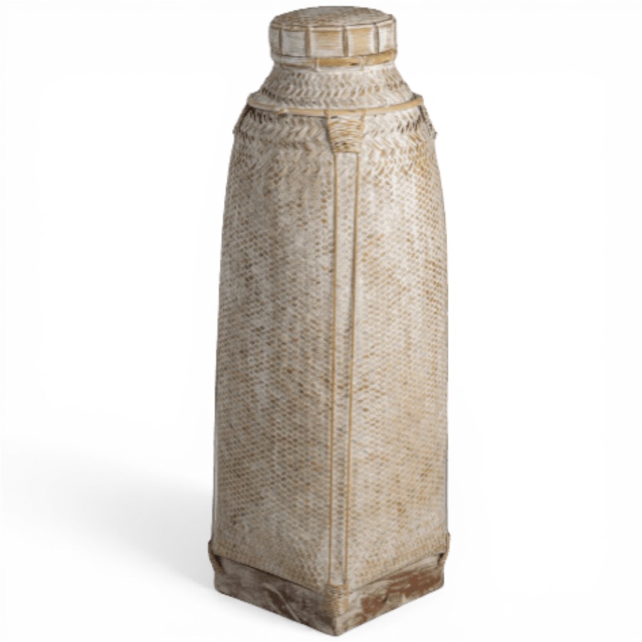 KUSUMA - BASKET RATTAN MEDIUM ROUND WHITE D 25 H 70