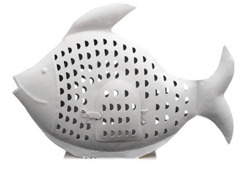 MAAL - FISH IRON WHITE WITH CUTTING DESIGN BIG 47X11XH32