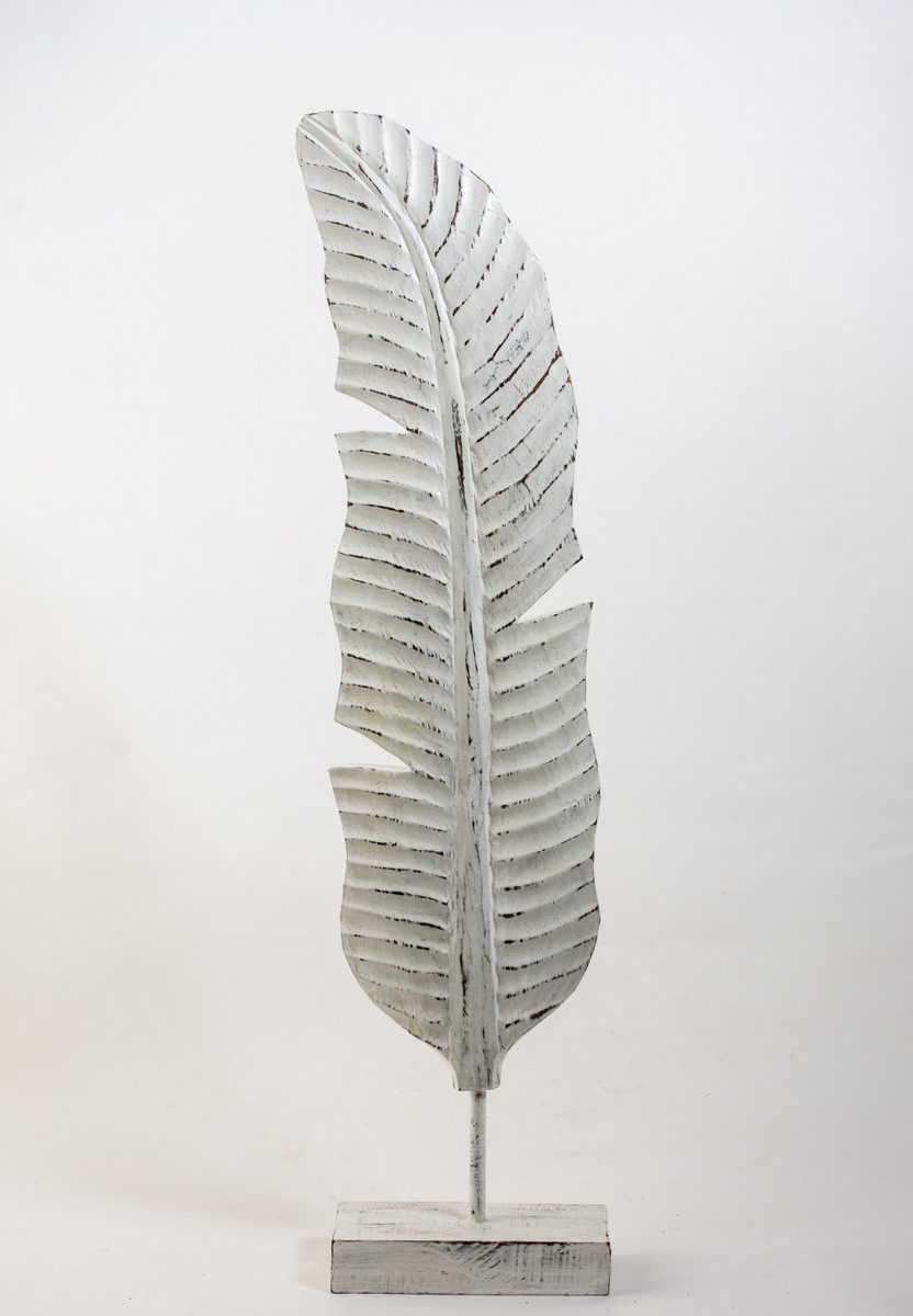 MICA - LEAF ON STAND WOOD WHITE 80H