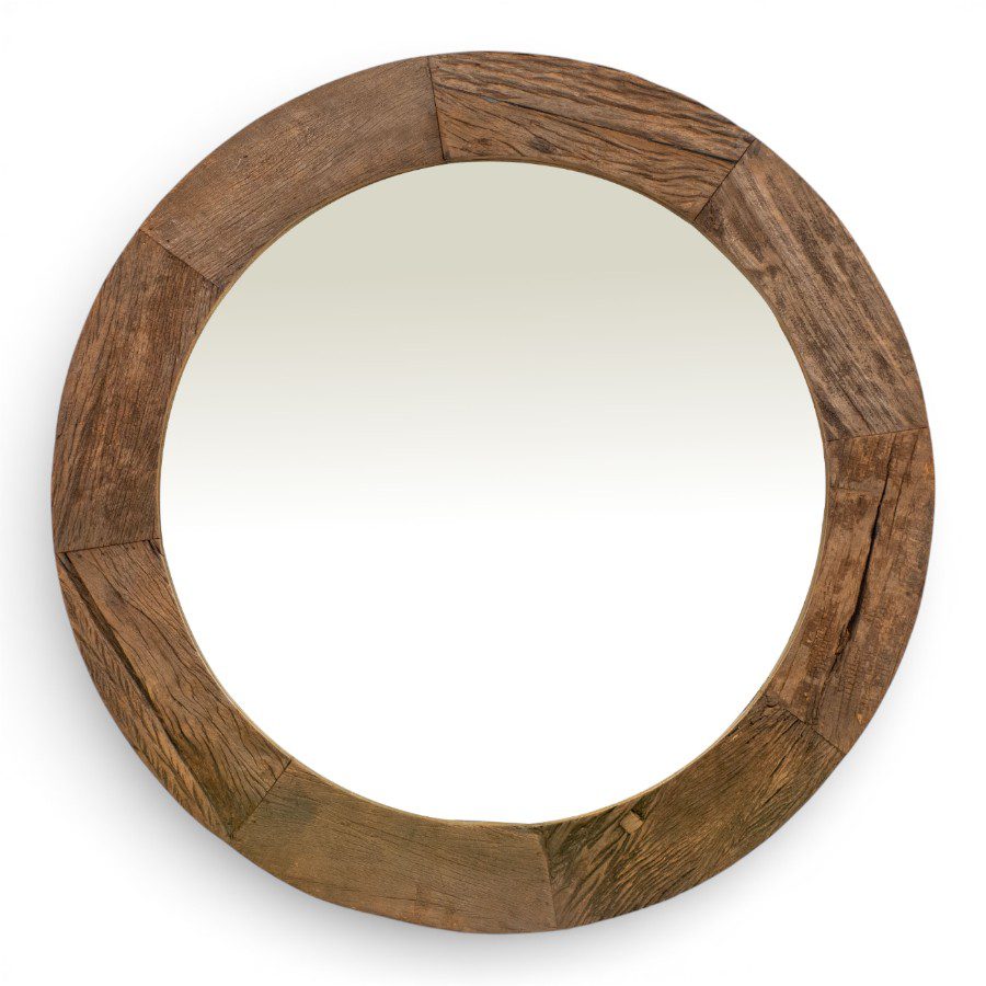 JODHPUR - MIRROR FRAME ROUND DARK WOOD D105