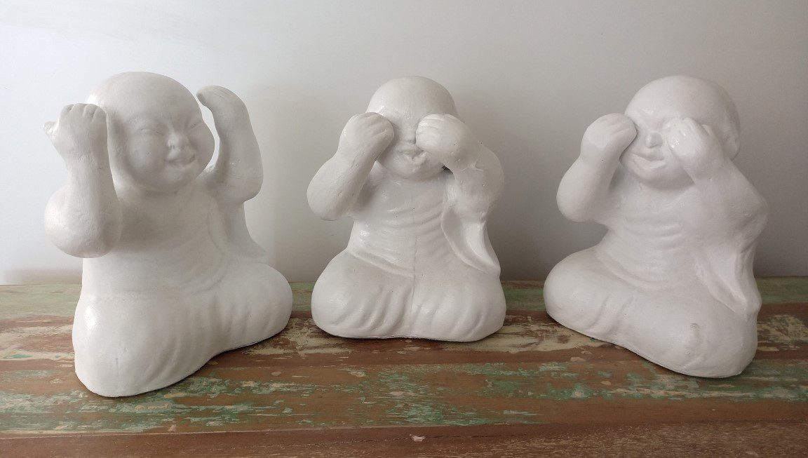 TAMARIN - BUDHA BABY TERRACOTTA WHITE SET OF 3 X 30 CM