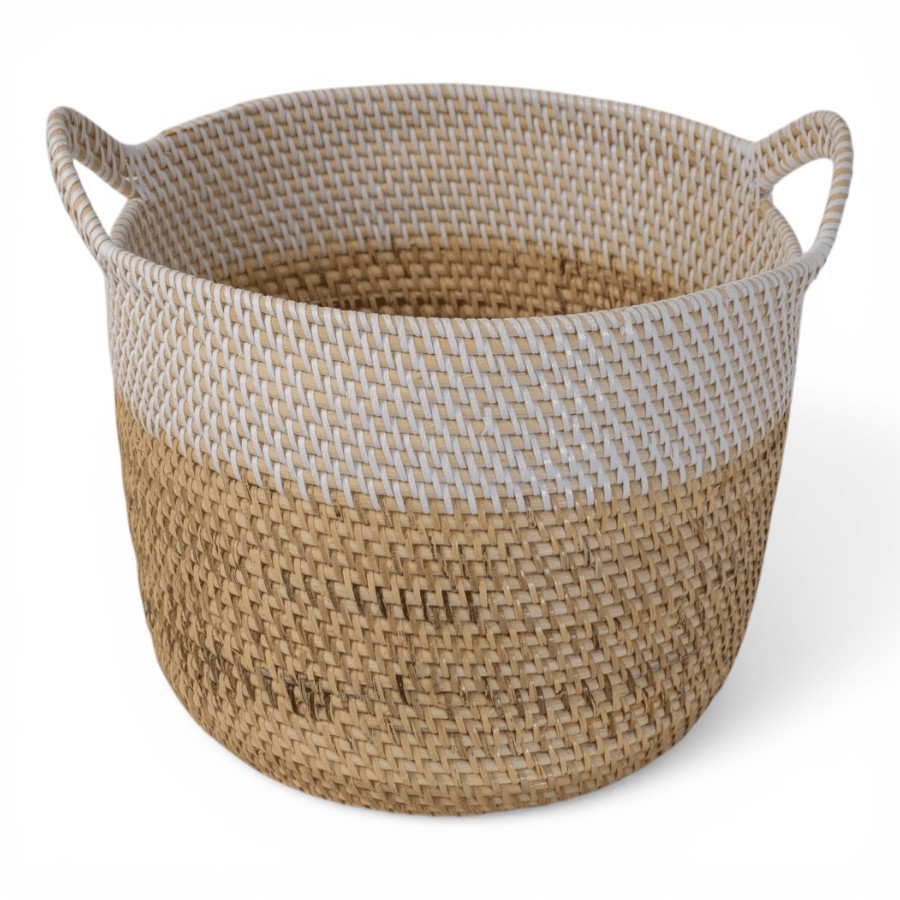 CARVI - BASKET RATTAN WHITE 30D24 MEDIUM