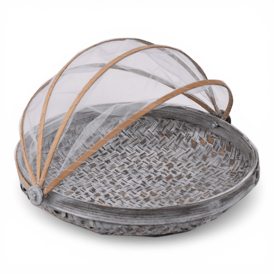 NADOR - BASKET MEDIUM WITH TUTUP ROUND GREY D 30