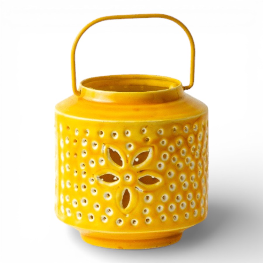 HYDER - LANTERN IRON WITH HANDLE YELLOW 13X13