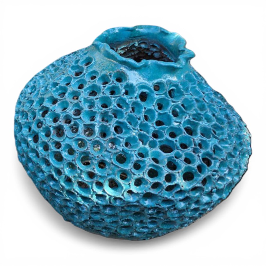 POW - GARDEN LANTERN TERRACOTTA DELIMA SHAPE BLUE D65H50