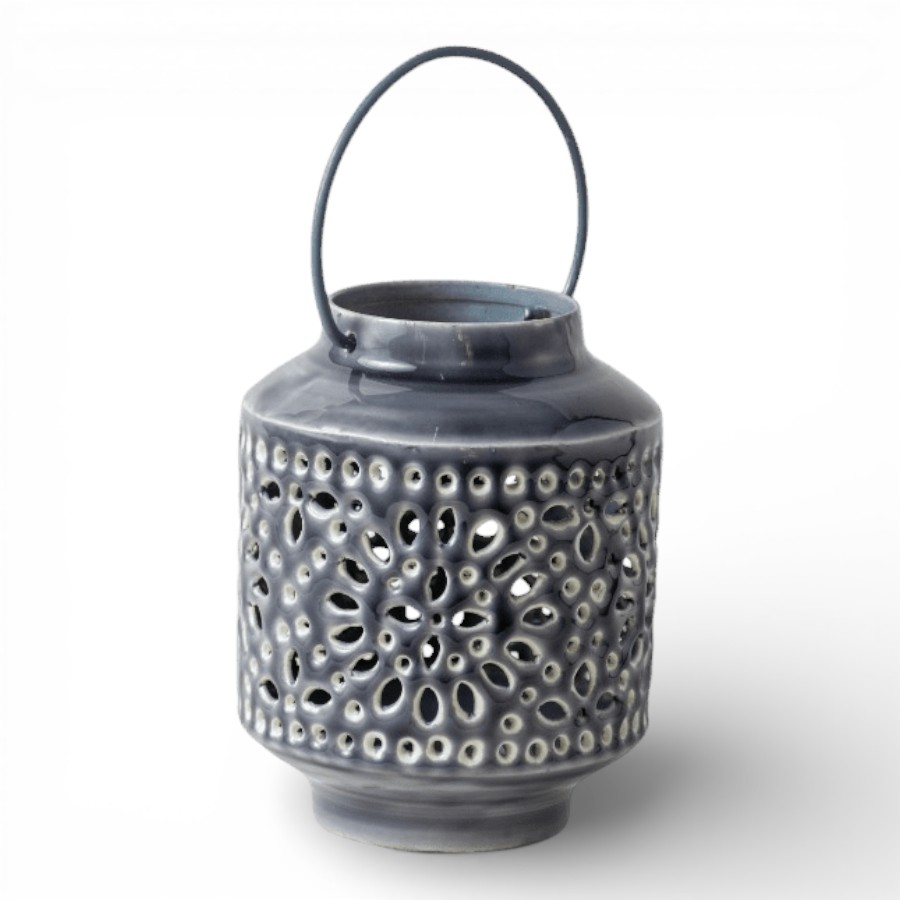 KOLKA - LANTERN IRON WITH HANDLE GREY 10X13