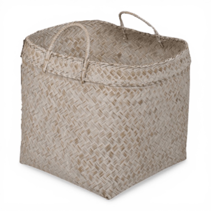 TANDOORI - BASKET RATTAN ROUND WHITE WASH SMALL 22 X 38 CM