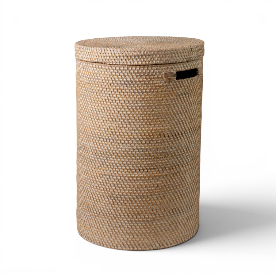 PRAMANA - LAUNDRY BASKET ROUND WHITE 40 X H60