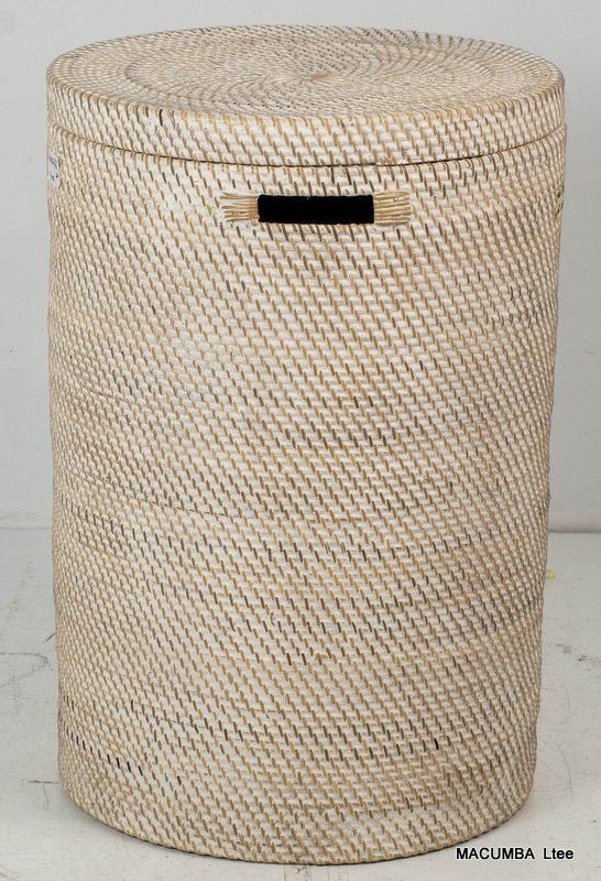 PRAMANA - LAUNDRY BASKET ROUND WHITE 40 X H60