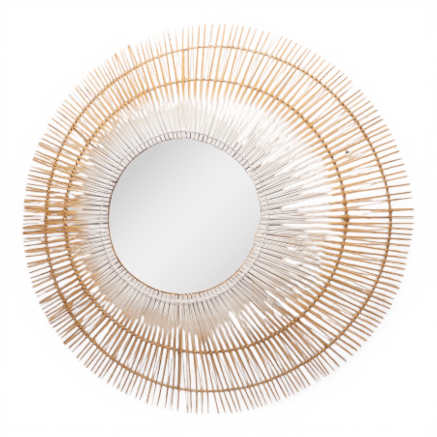 SHEEP - MIRROR FRAME RATTAN AND METAL D90