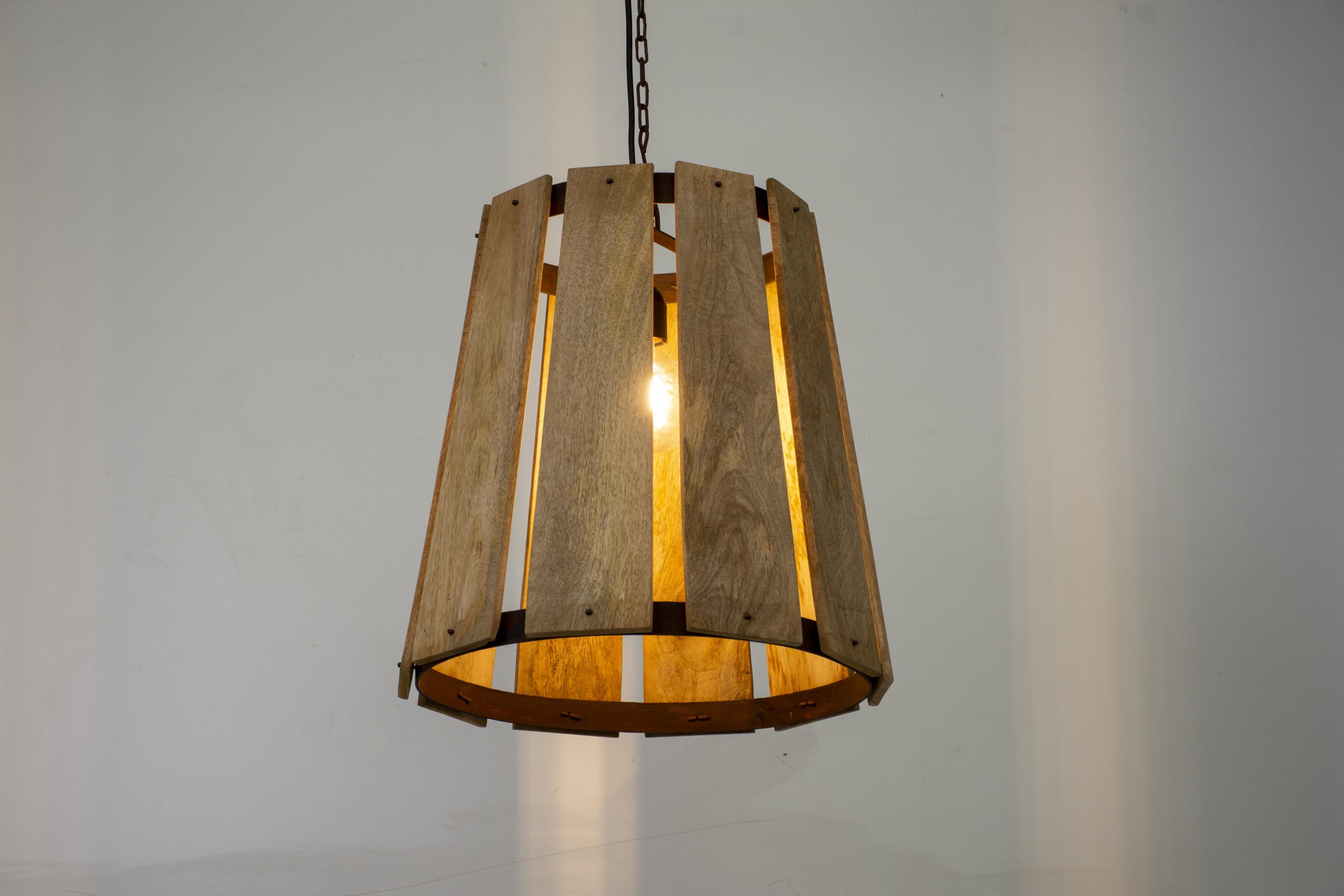 MOMO - MOMO - PENDANT LIGHT CONICAL WOOD STRIP NATURAL 43 X 30 X H 47 CM