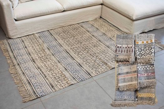 AMARANTE - RUG COTTON BLOCK PRINT 190 X 120 CM