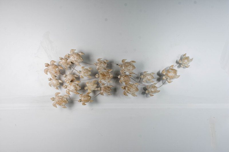 BRAZILLA - WALL DECO TURTLE FLOATING WOD WHITE WASH 120 CM