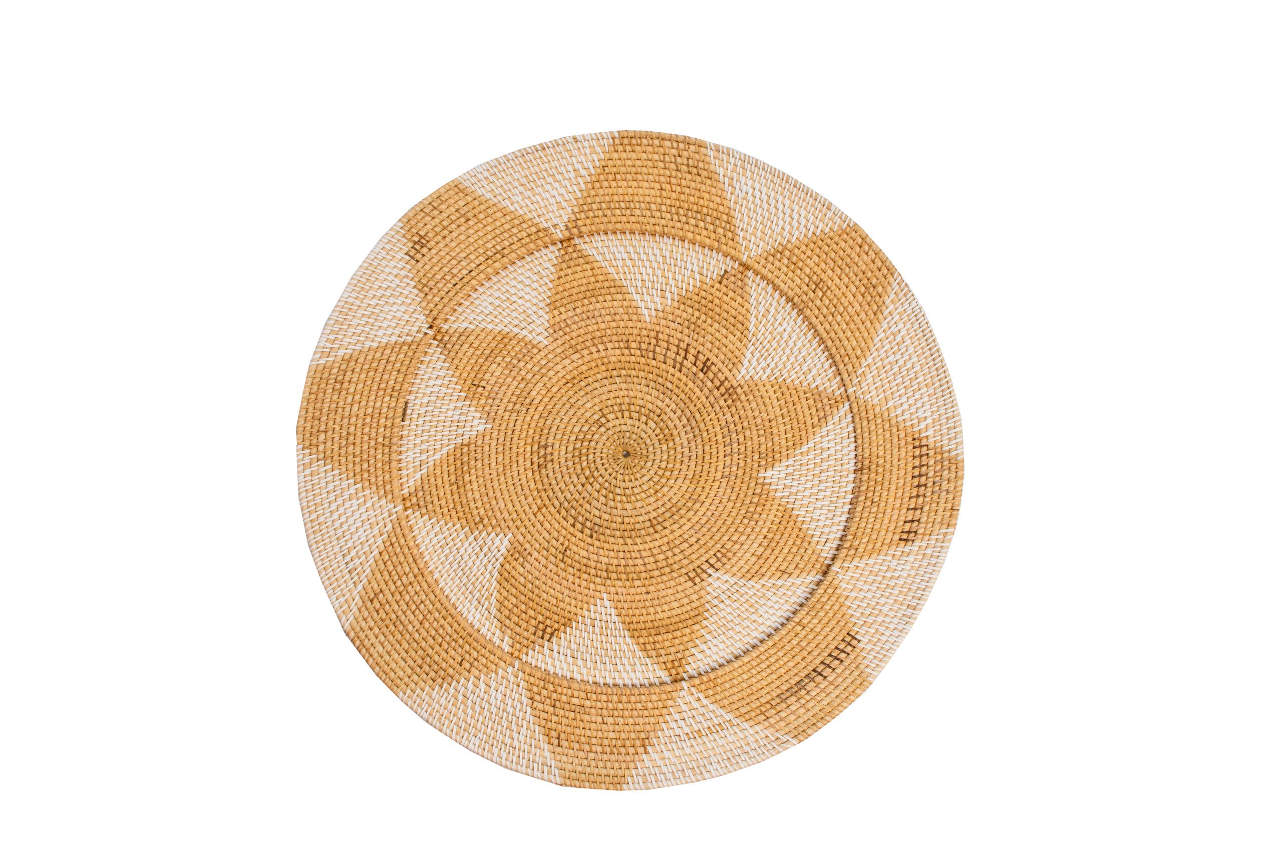 AVERY - WALL DECO RATTAN ROUND FLOWER WHITE & NATURAL D70