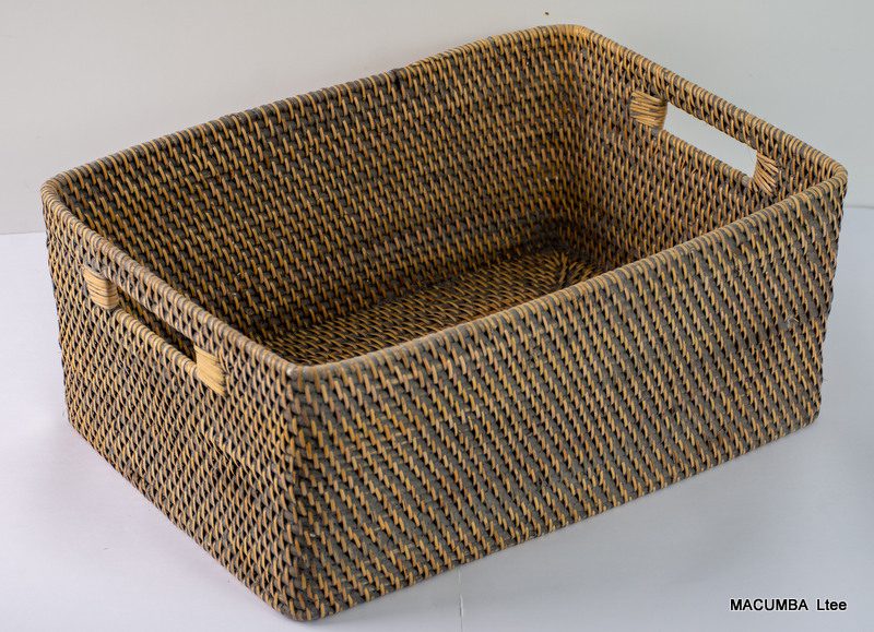 BASKET GREY RATTAN LARGE 45X35XH20