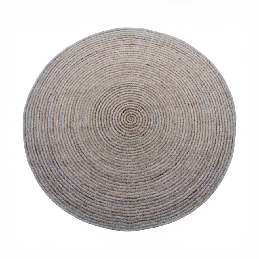RUG JUTE ROUND LIGHT GREY D200  - OME