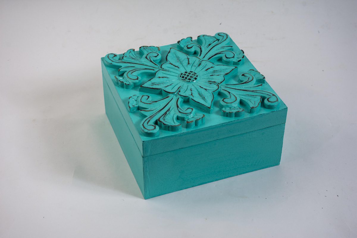 MARSA - BOX WOOD SMALL TEAL 20L X 20W X 10H