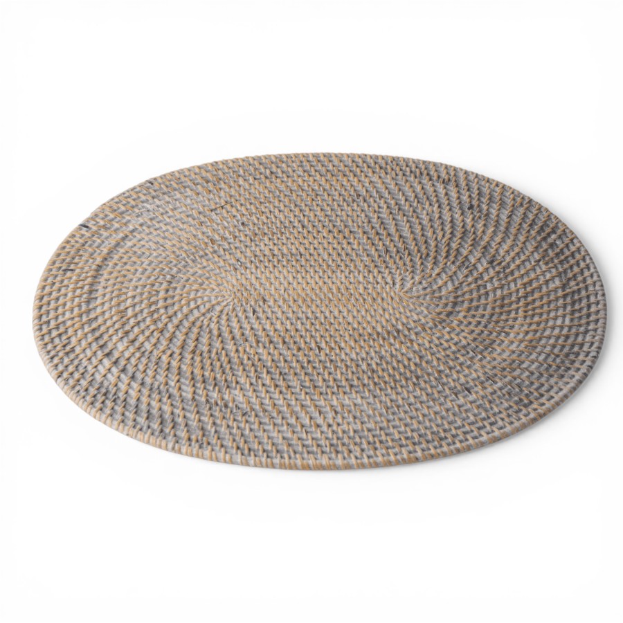 SEAGRASS - PLACEMAT RATTAN OVAL RATTAN GREY 30 X 40 CM