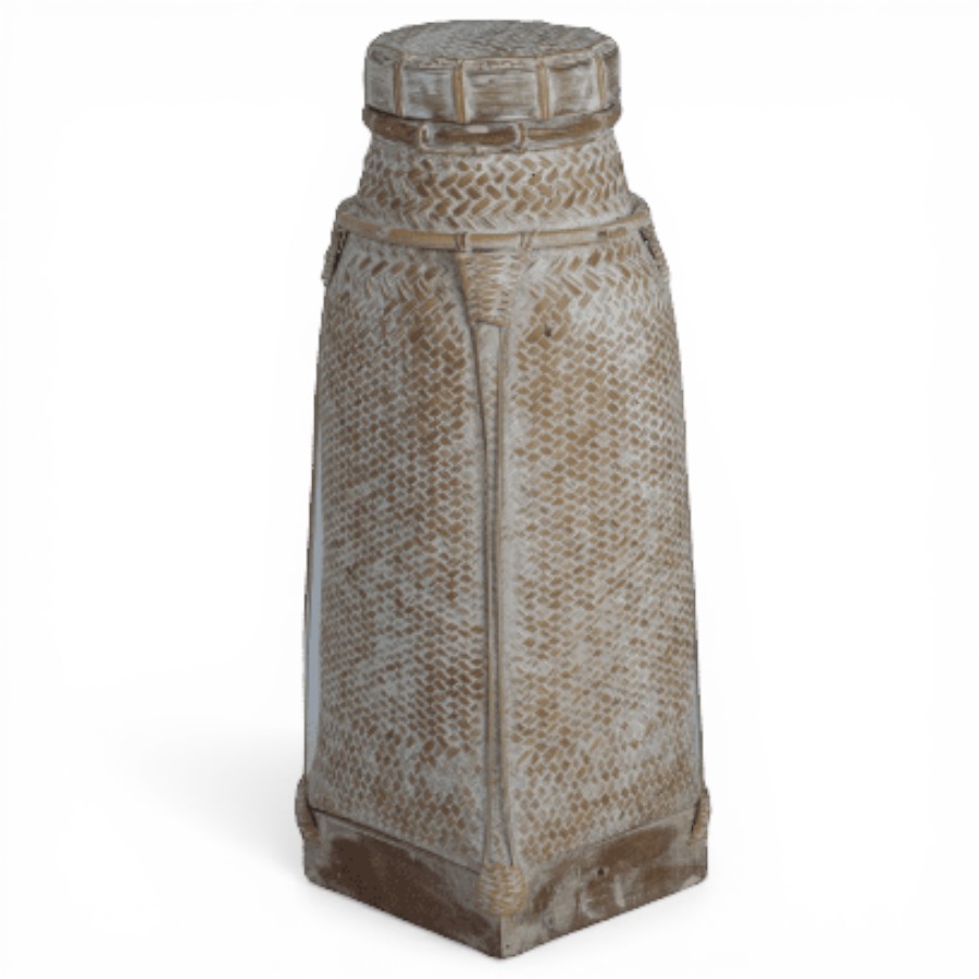 LESMANA - BASKET RATTAN SMALL ROUND WHITE D 20 H 50