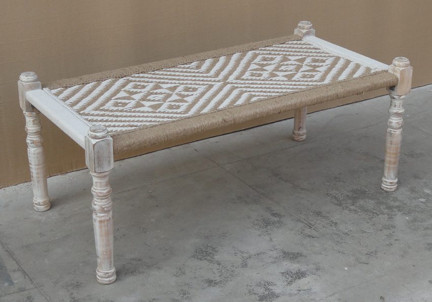 AAROHI - BENCH WEAVING BROWN AND WHITE 120 X 60 X 50