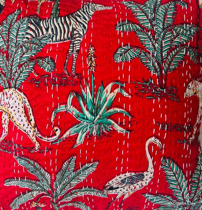 SHISHA - CUSHION COVER RED PRINTED PANTHER 45X45