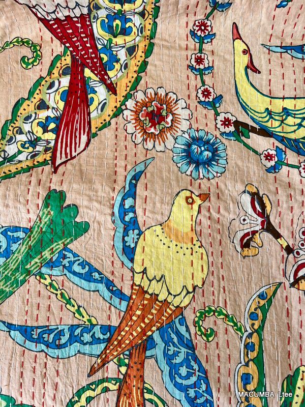 KUCTH - BEDCOVER CREAM PRINTED BIRD 145X215