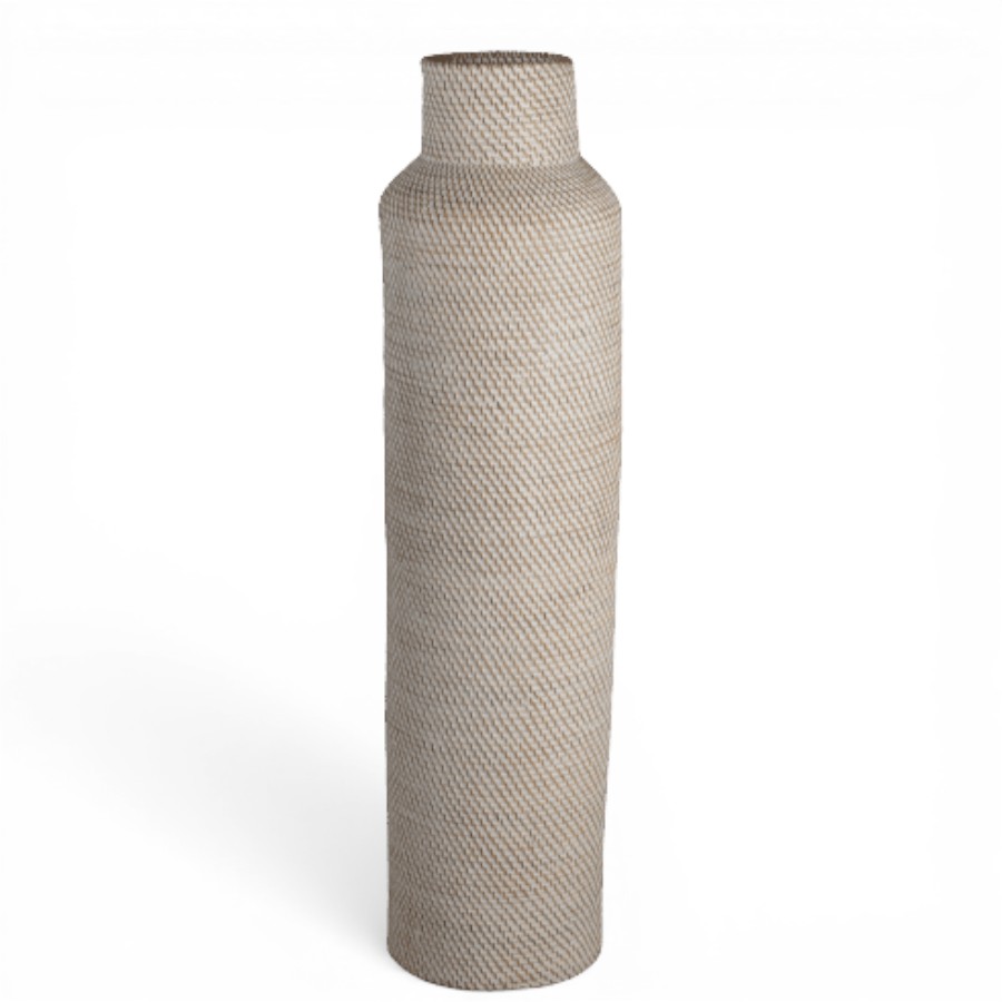 HISHAMUDI - RATTAN VASE WHITE LARGE