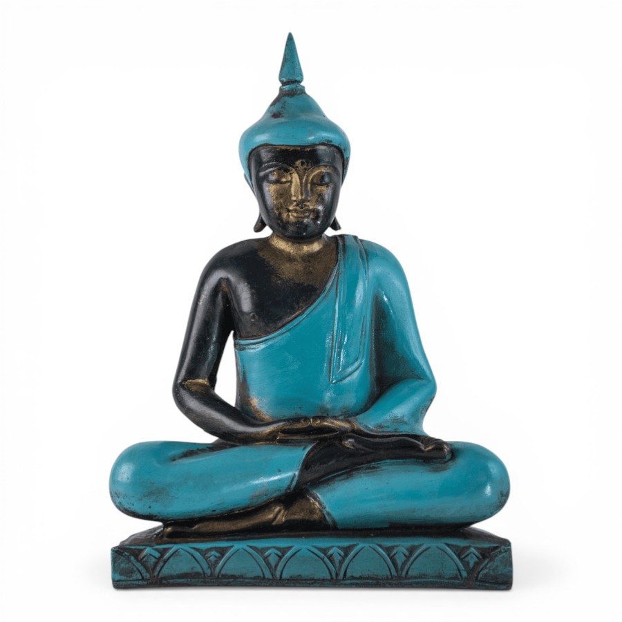 KINDNESS - BUDHA THAI IN RESIN TURQUOISE ON STAND 50