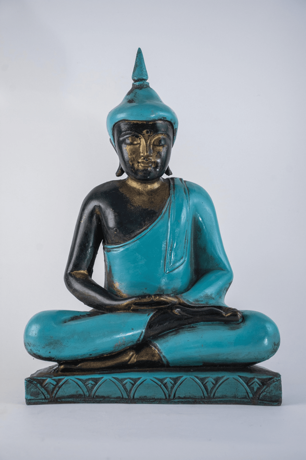 KINDNESS - BUDHA THAI IN RESIN TURQUOISE ON STAND 50